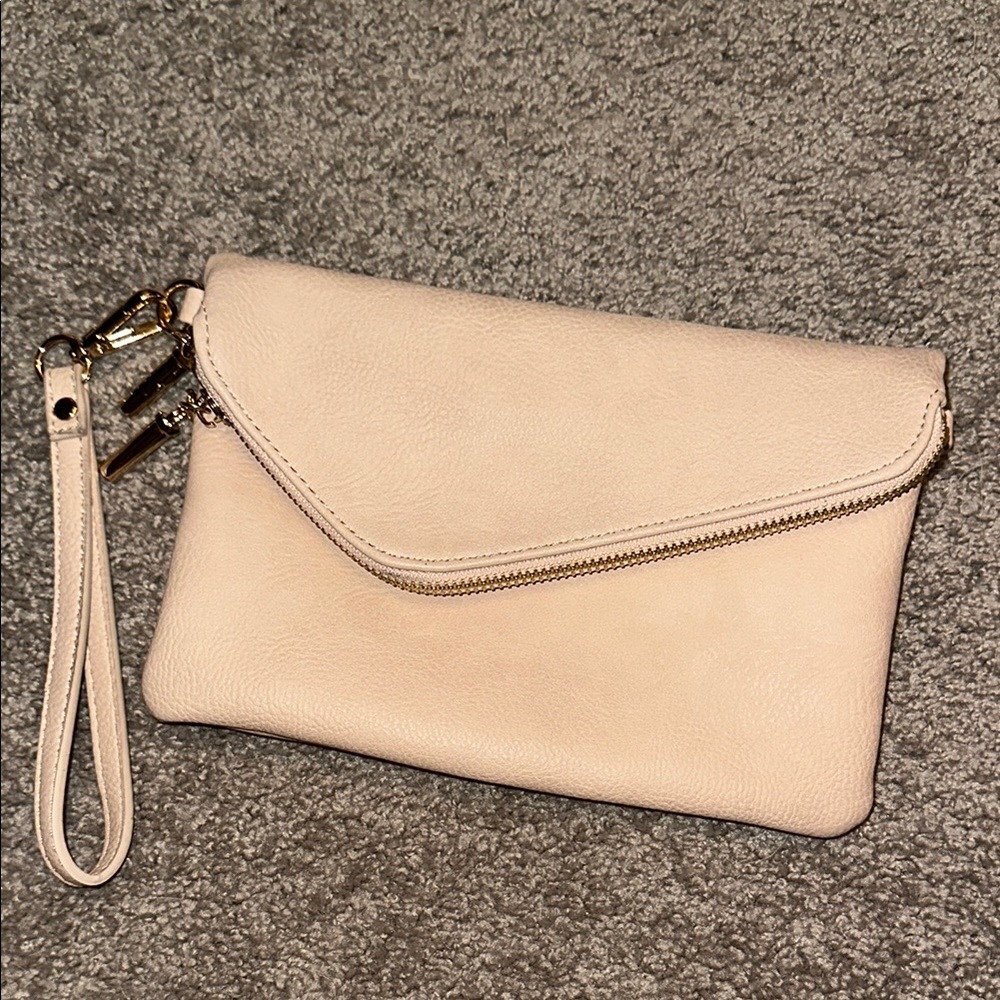 DSW Cream Clutch Wristlet Envelope Design